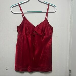 Red Satin Cami Top | Adjustable Straps | Size Small